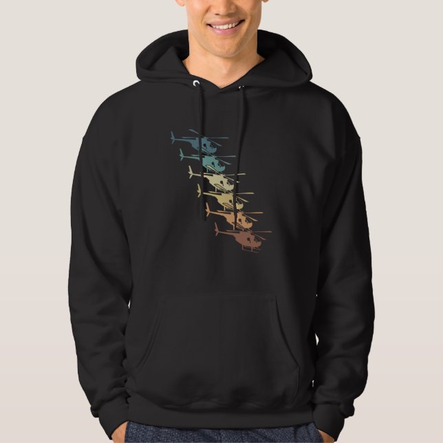 Vintage Helicopter Retro Fly Flying Hoodie (Front)