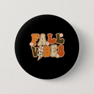 Vintage Hello Fall Floral Groovy Fall Vibes Autumn 6 Cm Round Badge