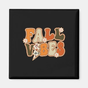Vintage Hello Fall Floral Groovy Fall Vibes Autumn Magnet