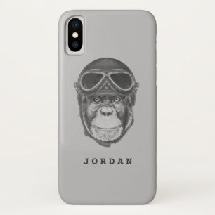 Vintage Helmet Chimpanzee Add Your Name iPhone X Case