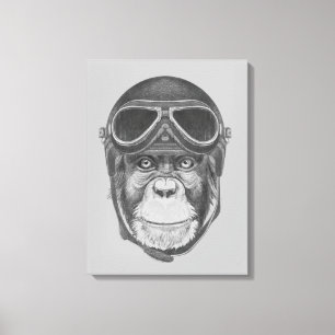 Vintage Helmet Chimpanzee Canvas Print