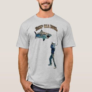 Vintage Helmet Diver Fighting a Tiger Shark URM T-Shirt