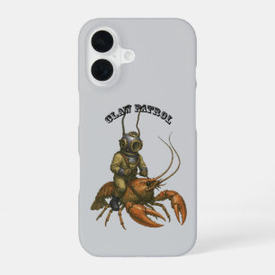 Vintage Helmet Diver Riding a Giant Crayfish URM iPhone 16 Case