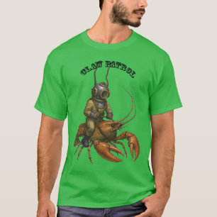 Vintage Helmet Diver Riding a Giant Crayfish URM T-Shirt