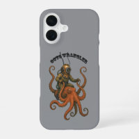 Vintage Helmet Diver Riding a Giant Octopus URM