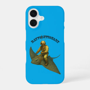 Vintage Helmet Diver Riding a Giant Stingray URM iPhone 16 Case