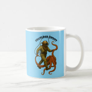 Vintage Helmet Diver Walking with an Octopus URM Coffee Mug