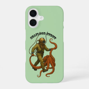 Vintage Helmet Diver Walking with an Octopus URM iPhone 16 Case