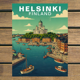Vintage Helsinki Finland Harbour Waterfront Travel Postcard