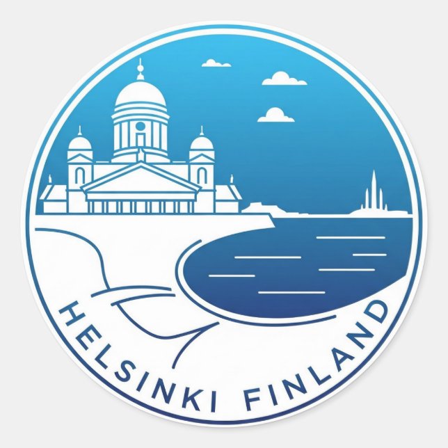 Vintage Helsinki Finland Travel Classic Round Sticker (Front)