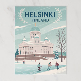 Vintage Helsinki Finland Winter Postcard