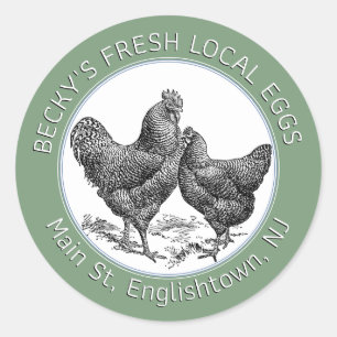 Vintage Hen and Rooster Sage Carton Label