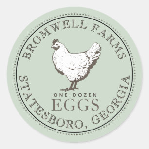VINTAGE HEN FARM FRESH EGG Pale Green Label