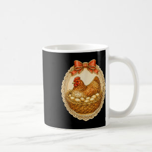 Vintage Hen On Nest Lace Frame Farmhouse Chicken A Coffee Mug
