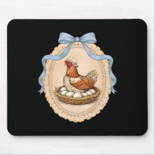 Vintage Hen On Nest With Eggs Cottagecore Farm Chi Mouse Pad