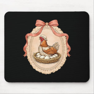 Vintage Hen On Nest With Eggs Cottagecore Farm Chi Mouse Pad