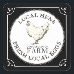 VINTAGE HEN PASTURED EGGS LABEL Black<br><div class="desc">Black border with vintage hen illustration label and dotted border with ornate frame make this a classy old-fashioned label for your egg cartons or hen house correspondence. Openface font.</div>