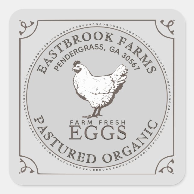VINTAGE HEN PASTURED EGGS mockup delete Square Sticker (Front)