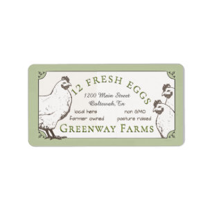 Vintage Hen Small Rectangular Carton Label Green