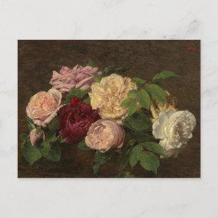 Vintage Henri Latour Nice Roses on Table Postcard