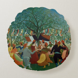 Vintage Henri Rousseau Centennial of Independence Round Cushion