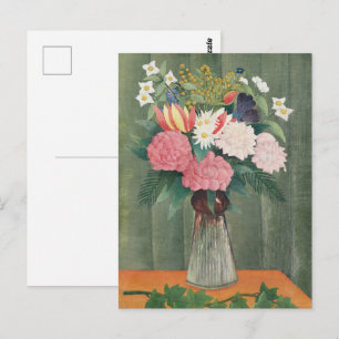 Vintage Henri Rousseau Pink Floral Still Life Postcard