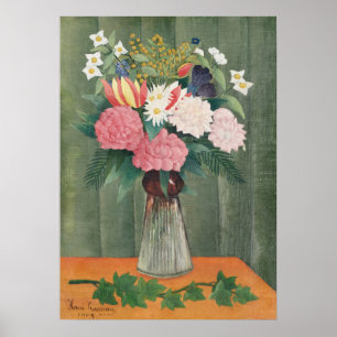 Vintage Henri Rousseau Pink Floral Still Life Poster