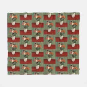 Vintage Henri Rousseau Sage Green Floral Art Print Fleece Blanket