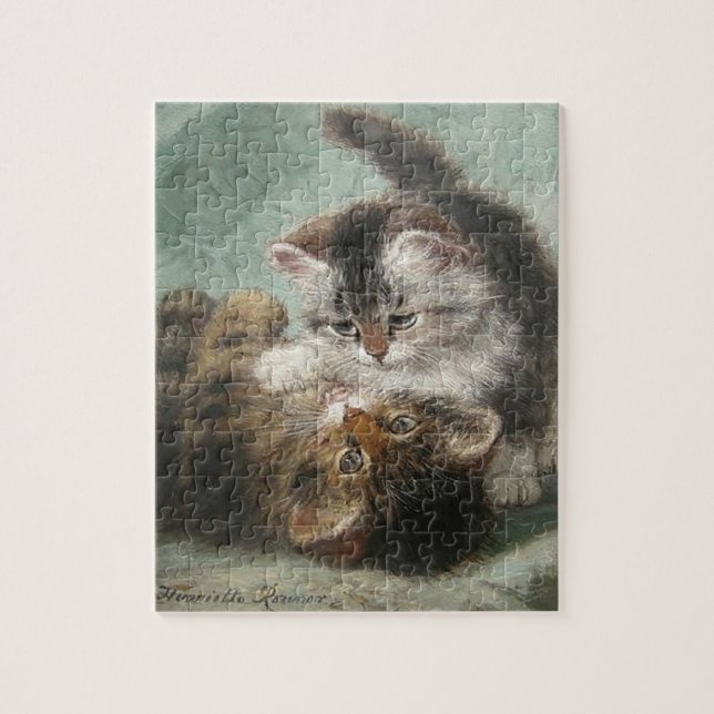 Vintage Henriëtte Ronner Knip's Playing Kittens Jigsaw Puzzle (Vertical)