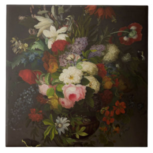 Vintage Henryka Beyer Flowers Ceramic Tile