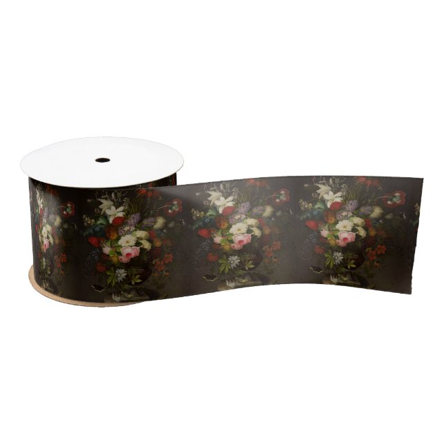 Vintage Henryka Beyer Flowers Satin Ribbon (Spool)