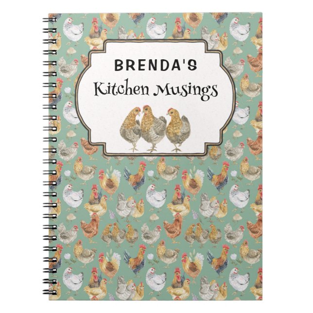 Vintage hens pattern custom notebook (Front)