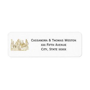 Vintage Heraldic Castle #2 Crest Faux Gold Return Address Label