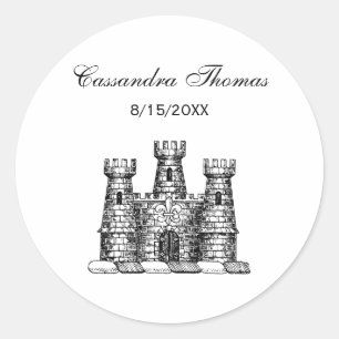 Vintage Heraldic Castle Emblem Coat of Arms Crest Classic Round Sticker