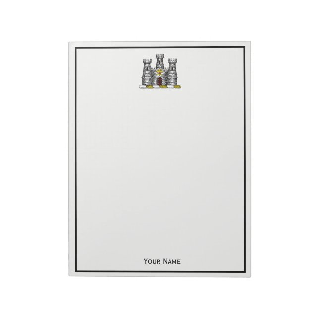 Vintage Heraldic Castle Emblem CoatofArms Crest C Notepad (Rotated)
