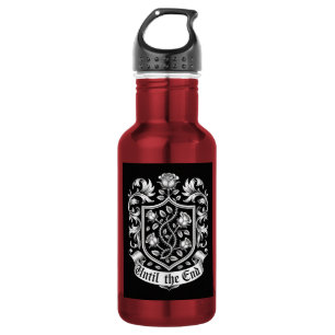 Vintage Heraldic Crest with Roses – Until the End  532 Ml Water Bottle