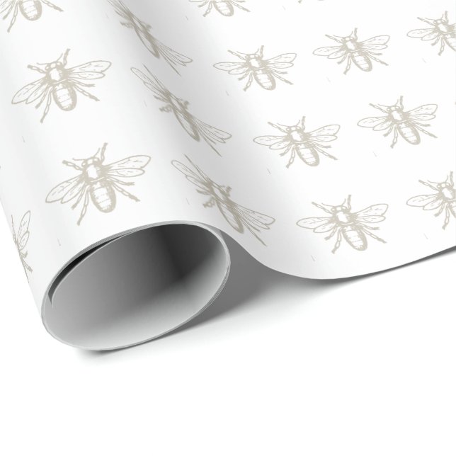 Vintage Heraldic Honey Bee Wrapping Paper (Roll Corner)
