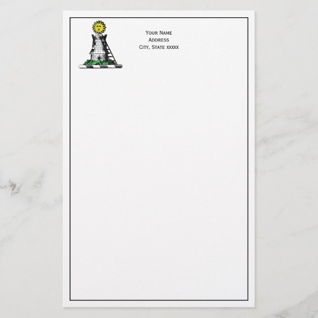 Vintage Heraldic Mediaeval Castle Emblem Crest Stationery (Front)