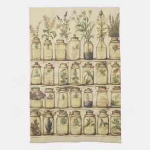 Vintage Herbal Design  Tea Towel