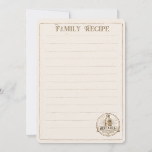 Vintage Herbarium Family Recipe Cards