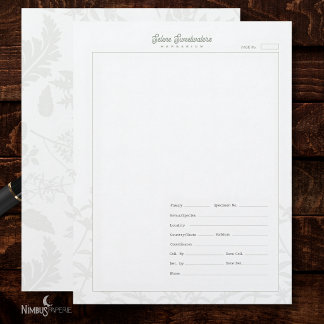 Vintage Herbarium Plant White Specimen Sheet Custom Letterhead