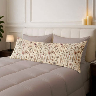 Vintage Herbarium Pressed Flower Body Pillow Cover
