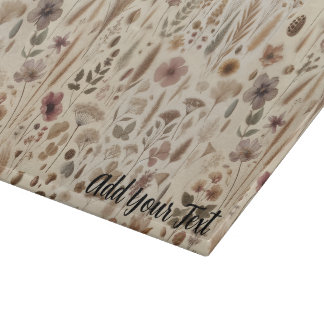 Vintage Herbarium Pressed Flower Botanical Cutting Board