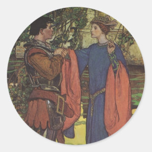 Vintage Hero Prince Knight Shining Armour Princess Classic Round Sticker