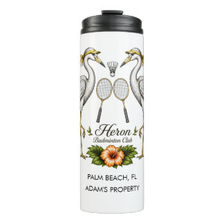 Vintage Heron Badminton Club Personalised Thermal Tumbler