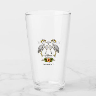 Vintage Heron Badminton Club Personalized Glass