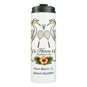 Vintage Heron Badminton Club Personalized Thermal Tumbler