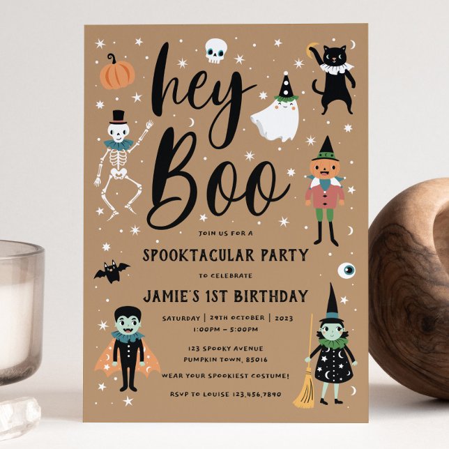 Vintage Hey Boo Halloween Invitation (Creator Uploaded)