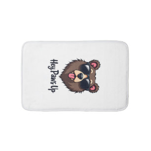 Vintage Hey Paws Up Bear with Sunglasses Funny Dog Bath Mat