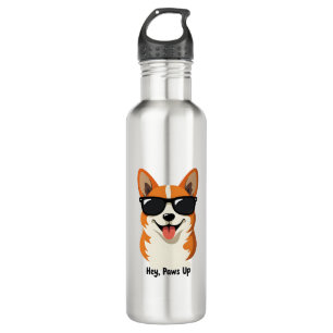 Vintage Hey, Paws Up Corgi with Sunglasses Cute Do 710 Ml Water Bottle